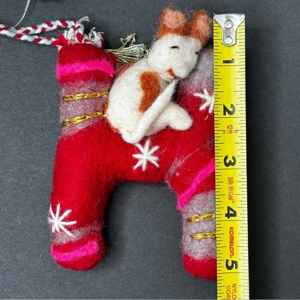 Anthropologie Ornament FOREST FRIENDS Monogram LETTER H Felted Wool 4